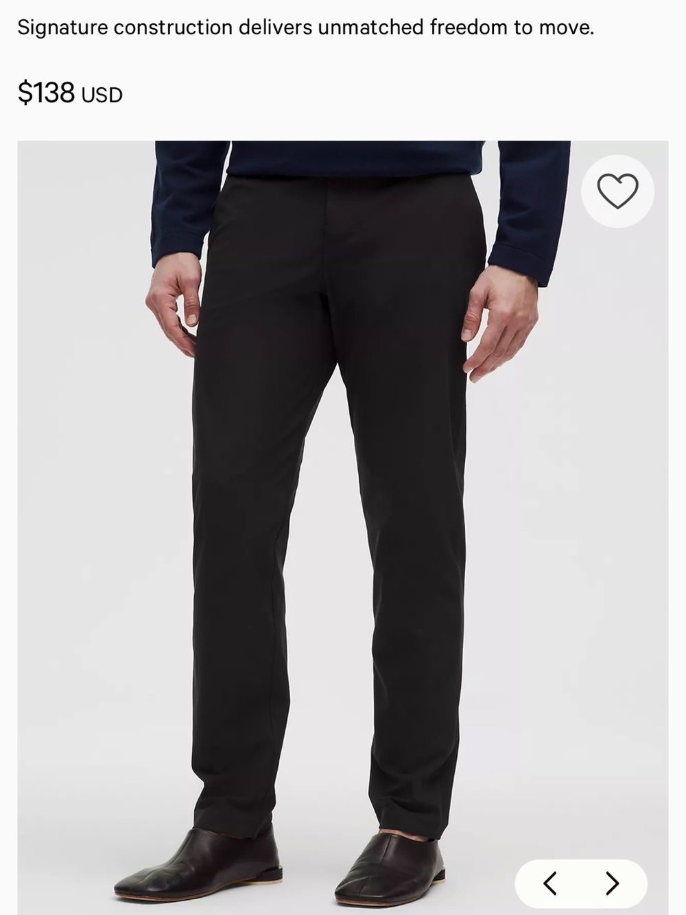 Lululemon Men's ABC Classic Fit Pants in Black - 38